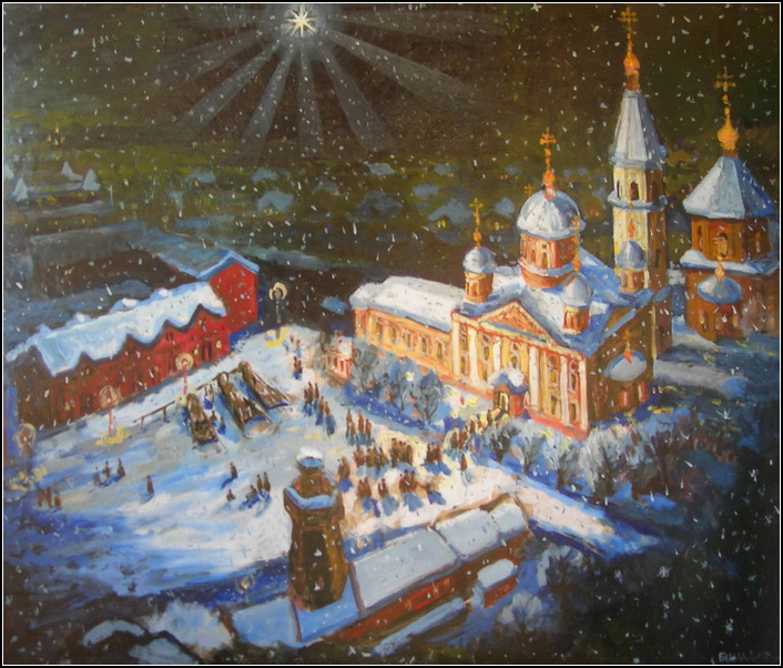 Троицкий собор, Воскресенский храм г. Клин. Рождественская звезда. Худ. Е.В. Бакланов.